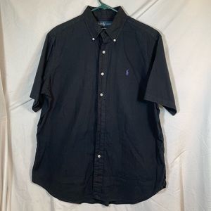 RALPH LAUREN BUTTON SHIRT -L- BLACK CLASSIC -PURPLE PONY